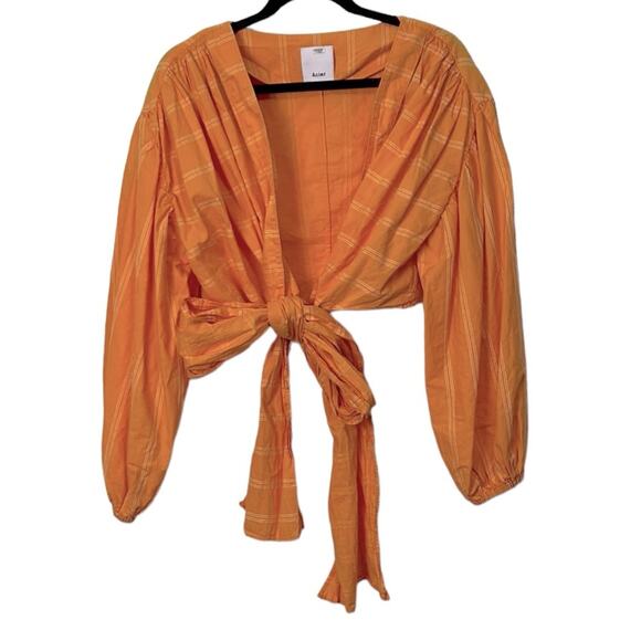 Acler Wyatt Blouse Orange and white striped women’s size 10 - Picture 2 of 11
